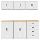 ZNTS Garage Cabinets 6 pcs White Engineered Wood 3328341