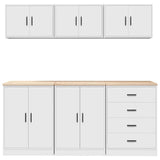Garage Cabinets 6 pcs White Engineered Wood 3328341
