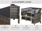 8-Seater Outdoor Couch, Rattan Dining Sofa Set with Wicker Coffee Table and Foot Stool w/ Cushion, T3398P315860