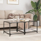 Coffee Tables with Transparent Glass Top 2 pcs 50x50x40 cm Steel 845971