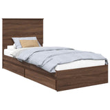 Storage Bed with Drawer Brown Oak 90 x 190 cm Engineered Wood 3409593