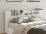 Storage Headboard with LED White Engineered Wood 3418682