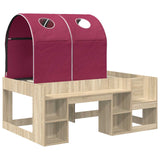 Bed with Tunnel 3 pcs Sonoma Oak and Red Engineered Wood 3423507