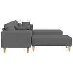 Fabric Sofa with Cushion 3 pcs Dark Grey 208 cm Fabric 3335163
