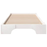 Bed Frame White 100 x 210 cm Solid Pine Wood 872897