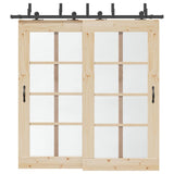 Sliding Door Hardware Kit 213,5 cm Steel Black 3295728