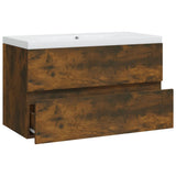 Sink Cabinet with Built-in Basin Smoked Oak Engineered Wood 3120342