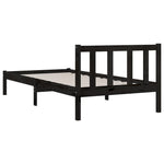 Bed Frame without Mattress Black Solid Wood Small Single 810046