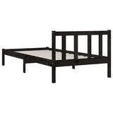 Bed Frame without Mattress Black Solid Wood Small Single 810046