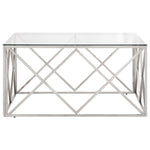 ZNTS Coffee Table Silver Stainless Steel and Tempered Glass 349977