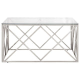 Coffee Table Silver Stainless Steel and Tempered Glass 349977