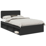 Bed Frame with Headboard Black 120 x 200 cm Solid Pine Wood 3412097