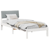 Bed frame White and light grey 80 x 200 cm Solid pine wood 878573