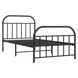 Metal Bed Frame without Mattress with Footboard Black 107x203cm 353649