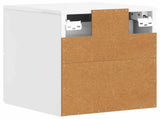 Wall-Mounted Bedside Cabinet with Drawer 2 pcs High Gloss White 898474
