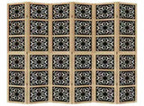 Room Divider 6 Panels Brown and Black Solid Wood Paulownia 358812