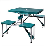 Foldable Camping Table Set with 4 Stools Light Green 41456