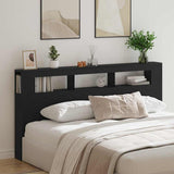 LED Headboard Black Oak 200 x 18.5 x 103.5 cm Engineered Wood 863116