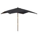 Garden Parasol with Wooden Pole Black 300x300x273 cm 363197