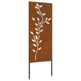 Garden Privacy Screen Floral Rusty 50 x 140 cm Weathering Steel 876328