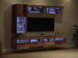 TV Cabinet with LED Wall-mounted 7 pcs Old Wood Engineered Wood 3402983