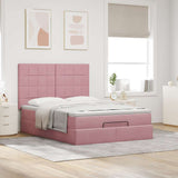 ZNTS Ottoman Bed with Mattresses Pink 140x190cm Velvet 3313474