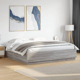 Bed Frame with LED without Mattress Grey Sonoma 180x200 cm Super King 3209595