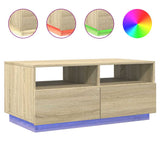 Coffee Table with LED Lights Sonoma Oak 90x49x40 cm 839835