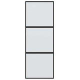 Sliding Door Black 76x205 cm Tempered Glass and Aluminium 155198