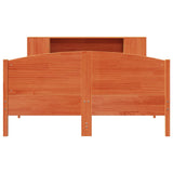 ZNTS Bookcase Bed without Mattress Wax Brown 135x190cm Solid Wood Pine 3323076