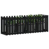 Garden Raised Bed with Fence Design Black 200x50x70 cm Solid Wood Pine 832514