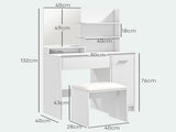 Dressing Table and Stool Set, with Storage - White T3398P341397