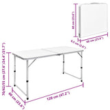 Foldable Camping Table Height Adjustable Aluminium 120 x 60 cm 41325
