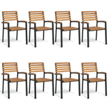 Stackable Garden Chairs 8 pcs Solid Wood Acacia and Metal 3155427