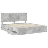 Bed Frame with Drawer Concrete Grey 200 x 200 cm Engineer Wood 3412563