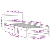 Bed Frame with Headboard White 75 x 190 cm Solid Pine Wood 873299