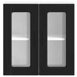 Kitchen Wall Cabinet with Glass Door Porto Black 854148