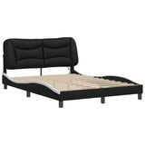 Bed Frame with LED without Mattress "Hvar" Black and White 140x190 cm 3213932
