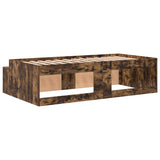 Bed Frame with Drawer Smoked Oak 90 x 200 cm Engineered Wood 3335193