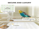 Bird Cage with Divider, 4 Wooden Perches, Slide Out Tray, 4 Feeders, for Budgie, Lovebird, Canary, T3398P376233