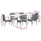 7 Piece Garden Dining Set with Cushions Grey Poly Rattan 3213615