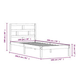 3101212 Bed Frame without Mattress Black Solid Wood 100x200 cm