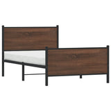 Metal Bed Frame without Mattress Brown Oak 107x203 cm 4007779