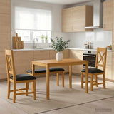 Dining Set 4 pcs Black Solid Oak Wood 3430310