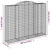 Arched Gabion Basket 300x50x220/240 cm Galvanised Iron 153521