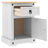 Bedside Table Corona White 45 x 35 x 64 cm Solid Pine Wood 42021186