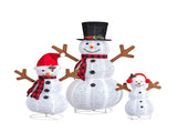 Set of 3 Lighted Snowman Family Christmas Yard Decorations, 60cm 90cm 120cm Pre-lit Pull Up Snowman 12090864
