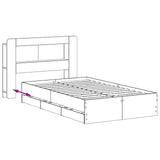 Bed Frame with Storage Smoked Oak 120 x 190 cm Engineered Wood 3434025