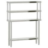 Kitchen Work Table with Overshelf 110x30x150 cm Stainless Steel 3208902