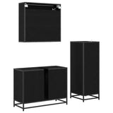 Bathroom Furniture Set 3 pcs Black Oak Engineered Wood 3402380